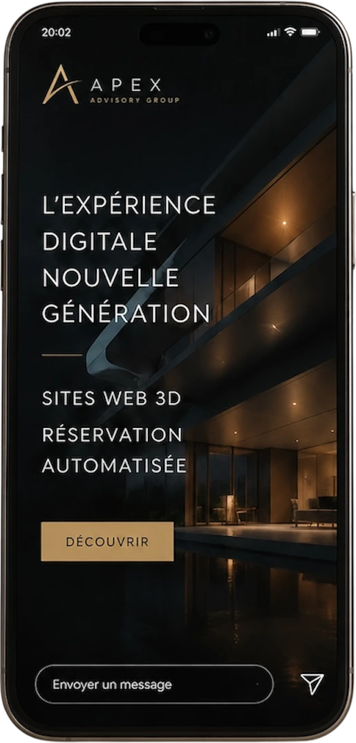 Aperçu d'un site web APEX sur mobile